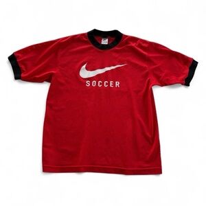 Men’s Nike Vintage Y2K Mesh Soccer Jersey T-Shirt Red Black and White